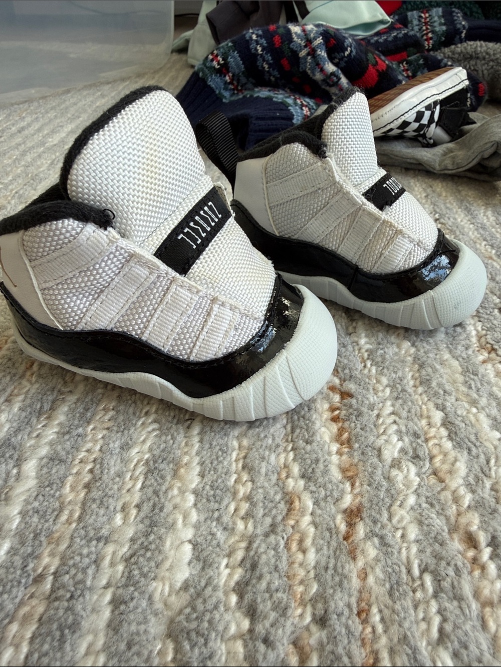 Jordan Kids White and Black Slip-On Sneakers